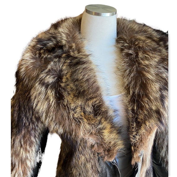 Vintage Racoon and Leather Fur Coat - image 7