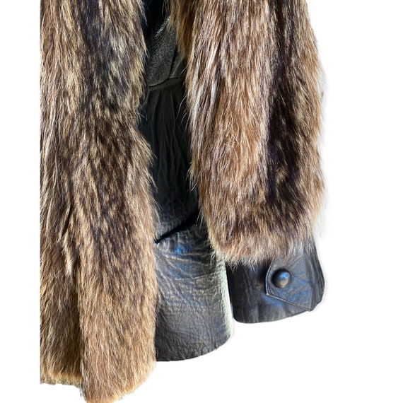 Vintage Racoon and Leather Fur Coat - image 8