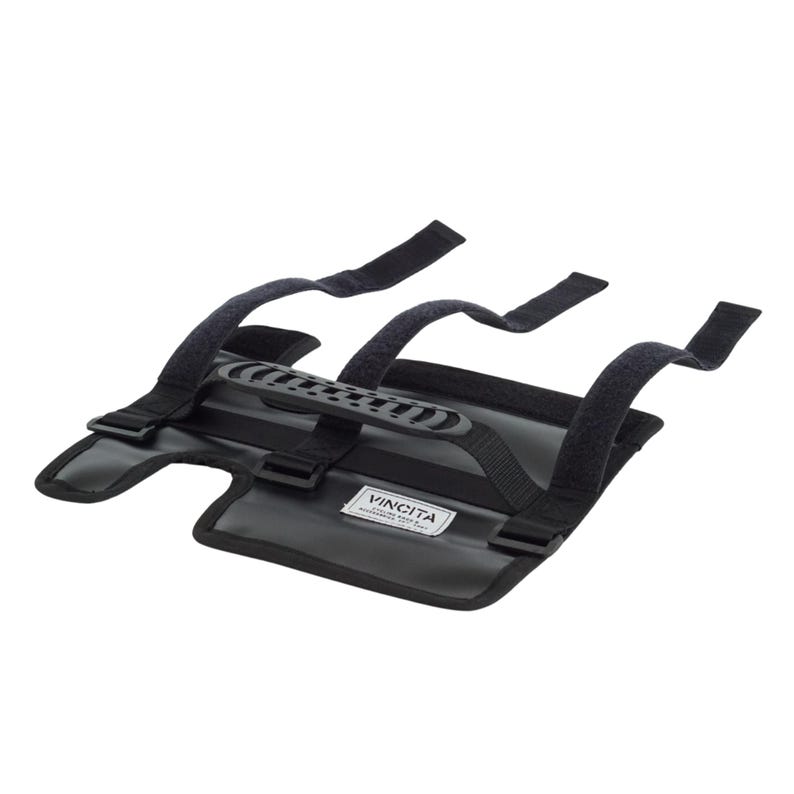 May include: Black camera accessory with multiple adjustable straps and a handle. The accessory has a rectangular base with the text "VINCITA" on a white label. The straps have hook and loop fasteners.