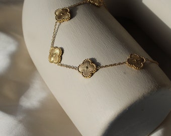 Defne Halskette Gold Four Leafe Clover Kleeblatt Kette Edelstahl 18k Vergoldung Halskette Gold