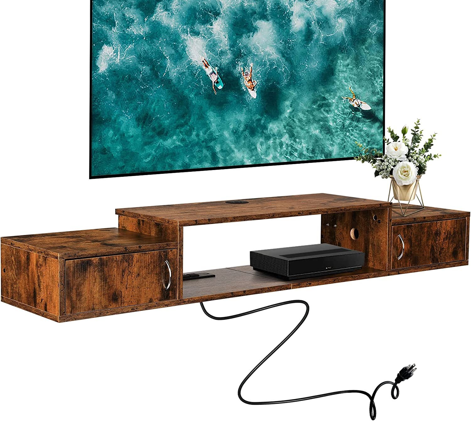 Wood Floating Tv Stand Modern Tv Stand Floating Tv Shelf Etsy Canada