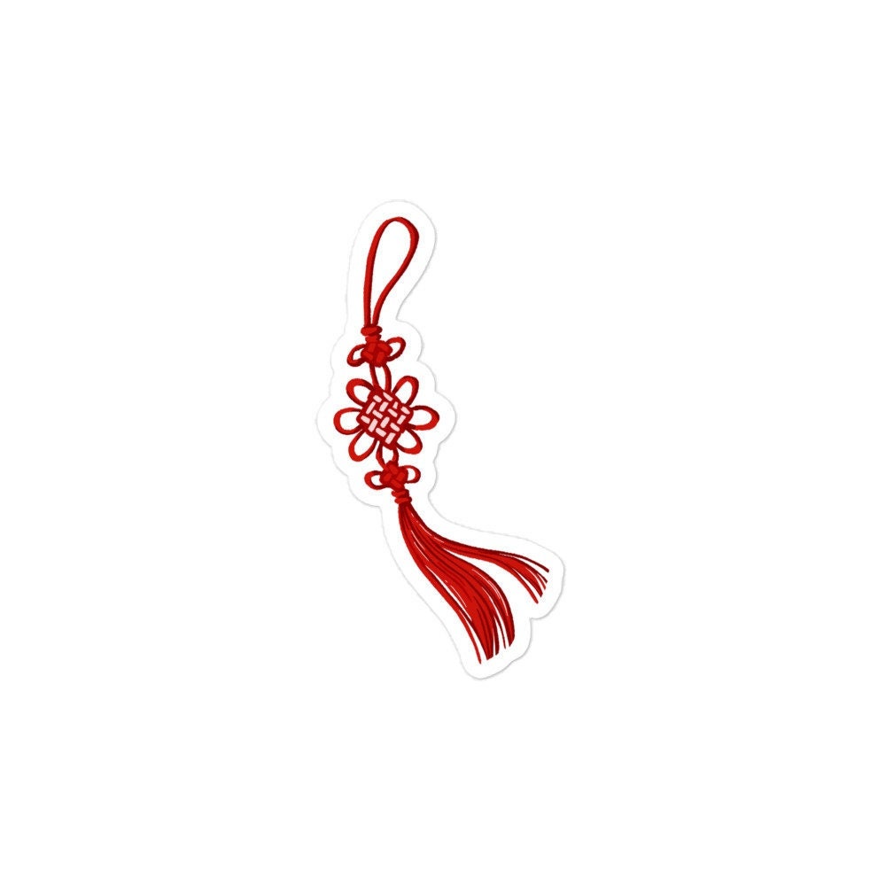 Traditional Asian Red Tassel Sticker - Add a Touch of Culture to Your Laptop, Water Bottle, and More