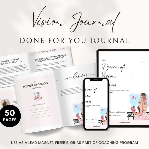 Vision Journal, Vision Planner, Goal Setting, Dream Manifestation, Done for You, Coaching Program, Visualization Coach, Coaching Toolkit