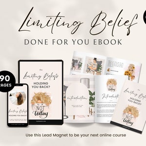 Limiting Beliefs Workbook, Done for You Course, Lead Magnet Ebook, Brandable Course, Life Coaching Tools, Canva Workbook Template, Therapist