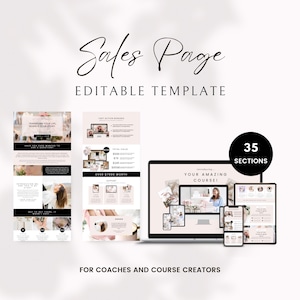 High Converting Sales Page, Canva Template, Sales Page Template, Online Course Sales Page, Course Sales Page Template, Landing Page Template