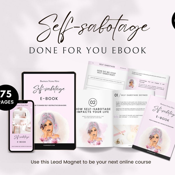 Self Sabotage Workbook, Done for You Course, Lead Magnet Ebook, Brandable Course, Life Coaching Tools,Canva Workbook Template,Ebook Template