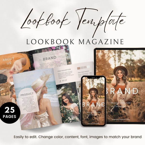 Lookbook Template, Fashion Lookbook Template, Fashion Magazine Template, Catalogue Template, Editable Canva Template, Canva Magazine