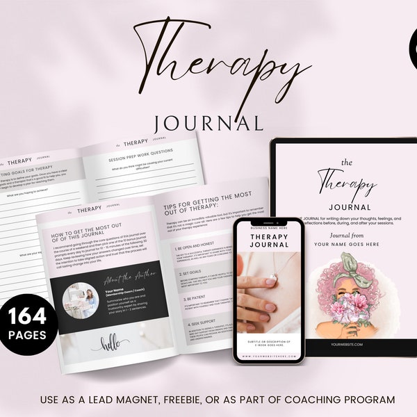 Therapie Journal, Journal für psychische Gesundheit, Depressionstherapie Journal, für Sie Inhalt, Lead Magnet, Life Coaching Tools, Canva Template