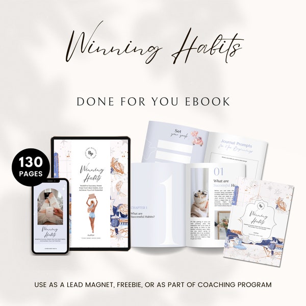 Winning Habits, Break Bad Habits, Done For You Ebook,  Lead Magnet Ebook, Life Coaching Tools, Coaching Workbook, Brandable Coaching,