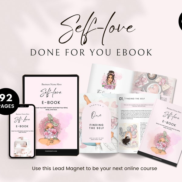 Self Love Workbook, Done for You Course, Lead Magnet Ebook, Brandable eCourse, Life Coaching Tools, Coach Workbook Template, Canva Template