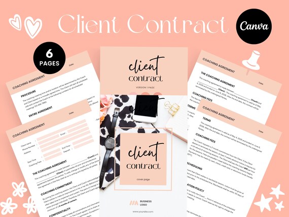 Canva Contract Template Client Agreement Template Life Etsy Canva Contract Template Client Agreement Template Life Etsy