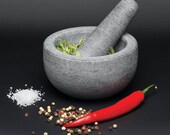 Granite Pestle and Mortar, a Gorgeous 12cm Round Pestle and Mortar. The Ultimate Granite Pestle and Mortar Set. Grinds Herbs and Spices.