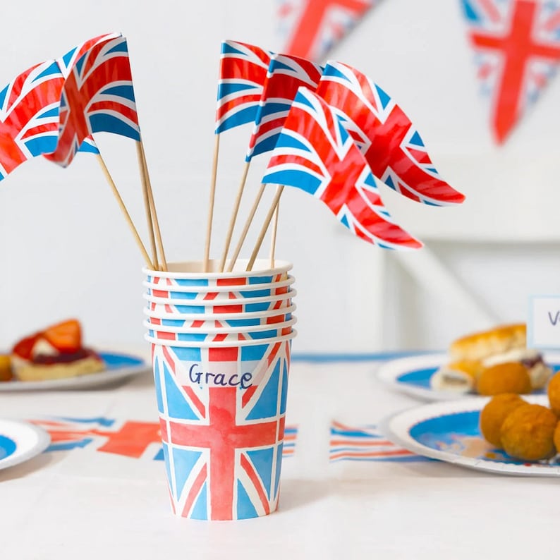 12 Union Jack Flags and 6 Food Labels Wave the Union Jack Etsy UK