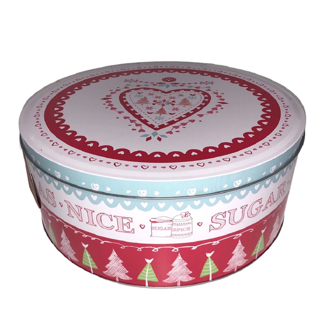 Christmas Storage Tins Set in Red White & Teal 