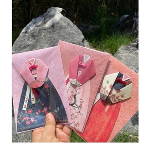 Korean Hanbok Card - Korean Traditional Styles / Korea gifts / Korea lovers / Korea culture / Korea Traditional clothes / Card / Letters