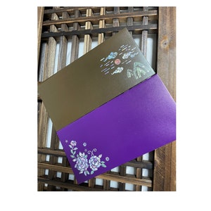 Korea Traditional Design Envelopes - motherofpearl envelope /Korea lovers/stationery /Korea lovers/Gift for mom /Brown / Purple / Red /Blue