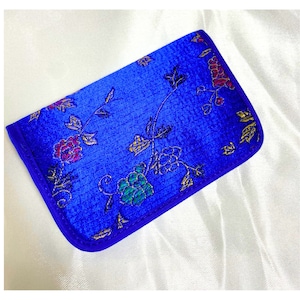 Korean Embroidered Card Wallet |Handmade Blue Wallet with Traditional Design|Unique Korean Pattern Purse Pouch | Perfect Gift from Korea