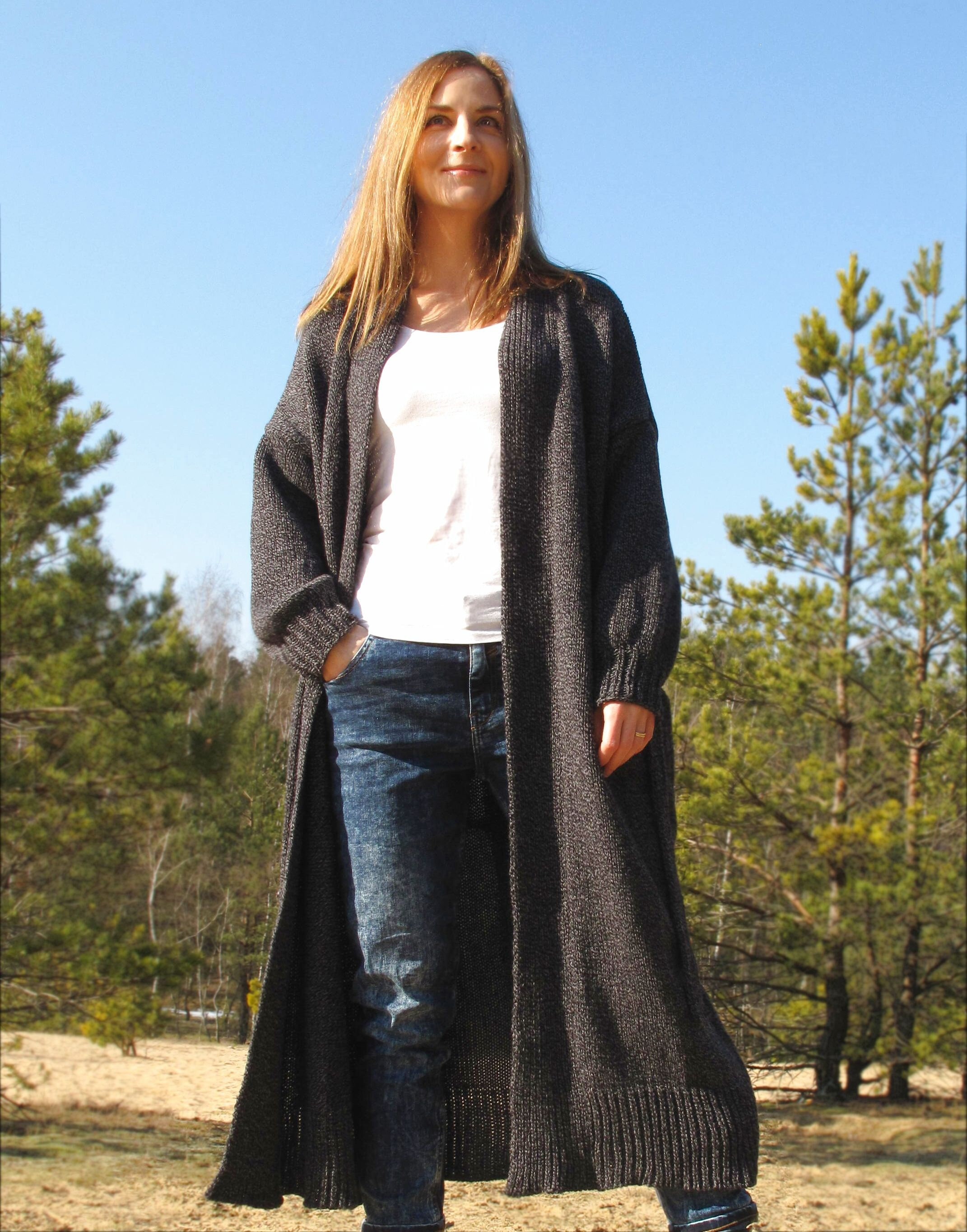 Oversize Extra Long Merino Kimono Soft Cardigan Womens Sweater Fuzzy With With Belt, Draped Length Wrap - Robe, Wool Floor Coat, Lounge Pocket Etsy