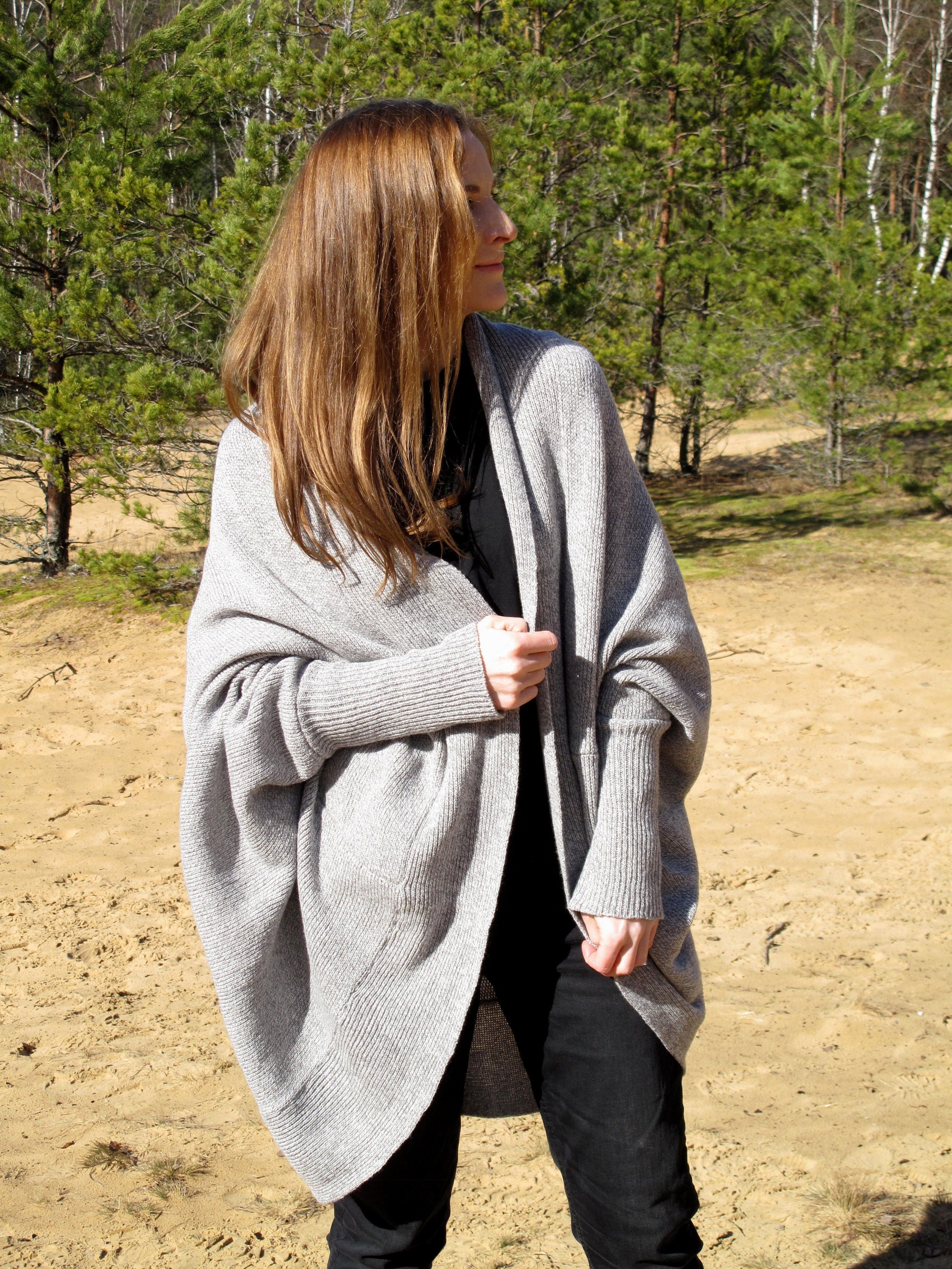 Long Batwing Sleeve Cocoon Cardigan Soft Merino Wool Oversize - Etsy