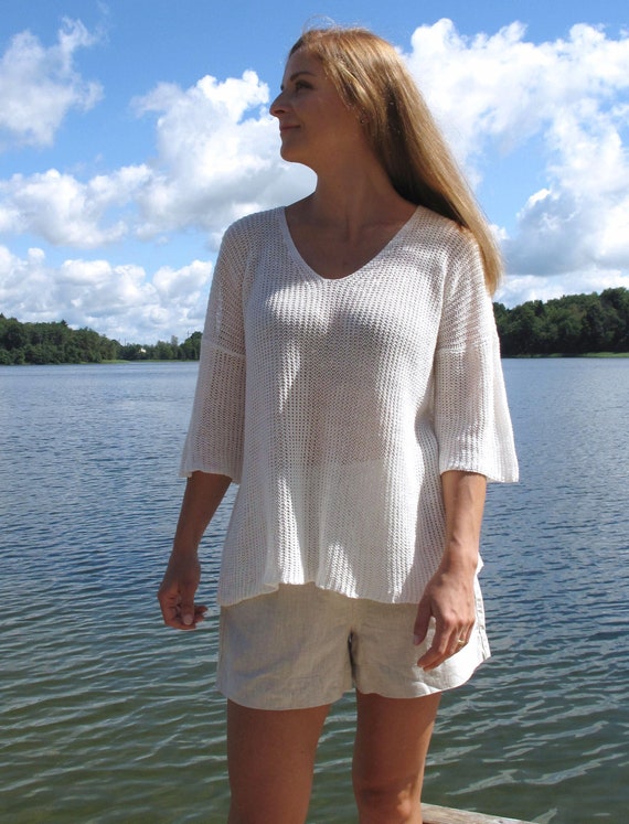 Ladies three quarter sleeve clearance jumpers