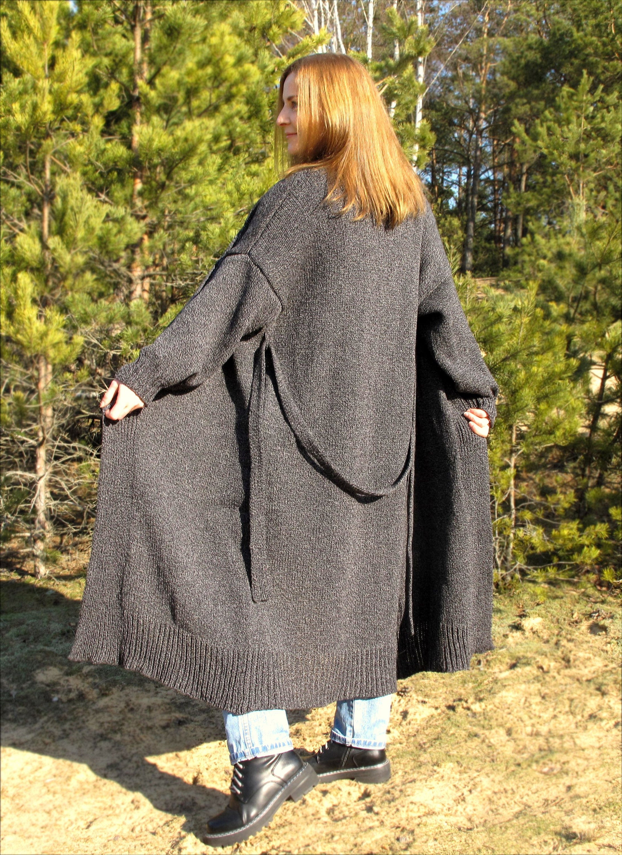 Oversize Extra Long Merino Sweater Coat, Floor Length Draped Wrap Cardigan  With Belt, Soft Wool Fuzzy Lounge Robe, Womens Kimono With Pocket - Etsy
