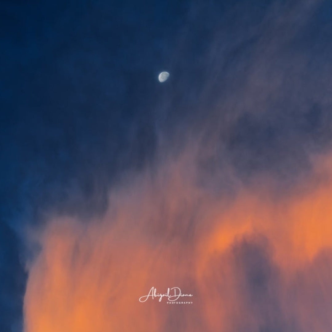 Moon in the Clouds Cloudscape Photo Moon Sky Canvas Wall Etsy