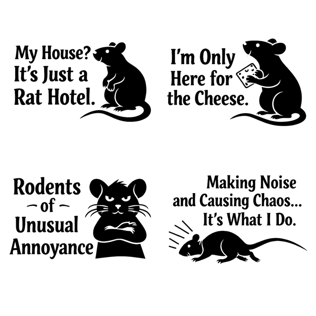 Funny Rat SVG PNG Bundle, Snarky Rat Humor Svg, Sassy Animal Silly Rat ...