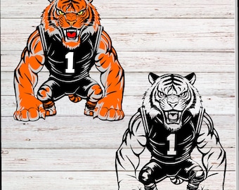 Tigers Mascot | Svg, Png, Dxf, Eps | Bundle: Logo Cut Files for Cricut