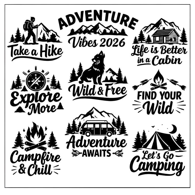 Adventure Vibes 2026 SVG | PNG Collection Bundle | Funny T-shirt Design ...