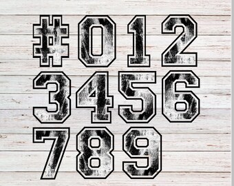 Distressed Varsity Font PNG: Sublimation Numbers (300 DPI)