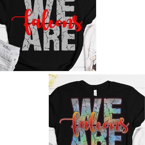 Zestaw „We Are Falcons” w trudnej sytuacji | SVG, PNG, DXF, Eps | DARMOWY kolorowy plik PNG do sublimacji | Piłka nożna, baseball, koszykówka (pobieranie cyfrowe)