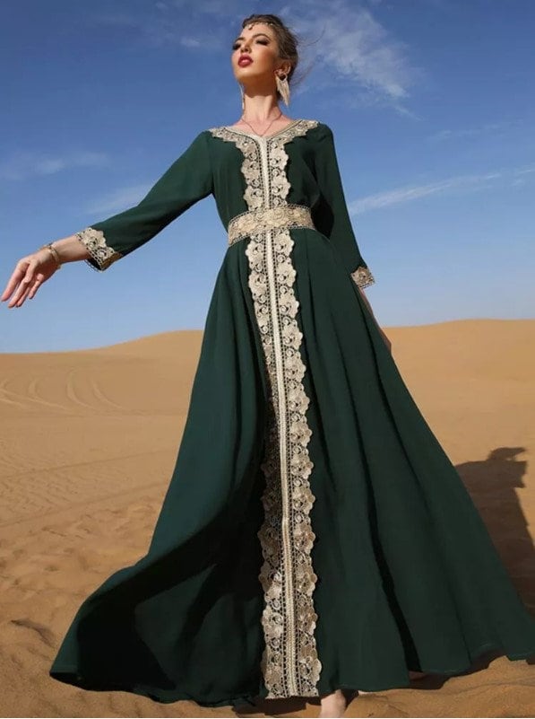 Vestido musulmán Mujeres Caftan Marocain Boda Vestidos turcos Kaftan  marroquí Túnica Musulmans Árabe Ropa islámica Djellaba Femme