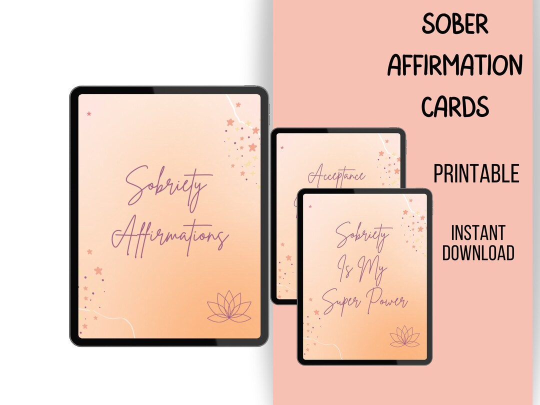 Sober Affirmation Cards Printable Sobriety Sober AF - Etsy