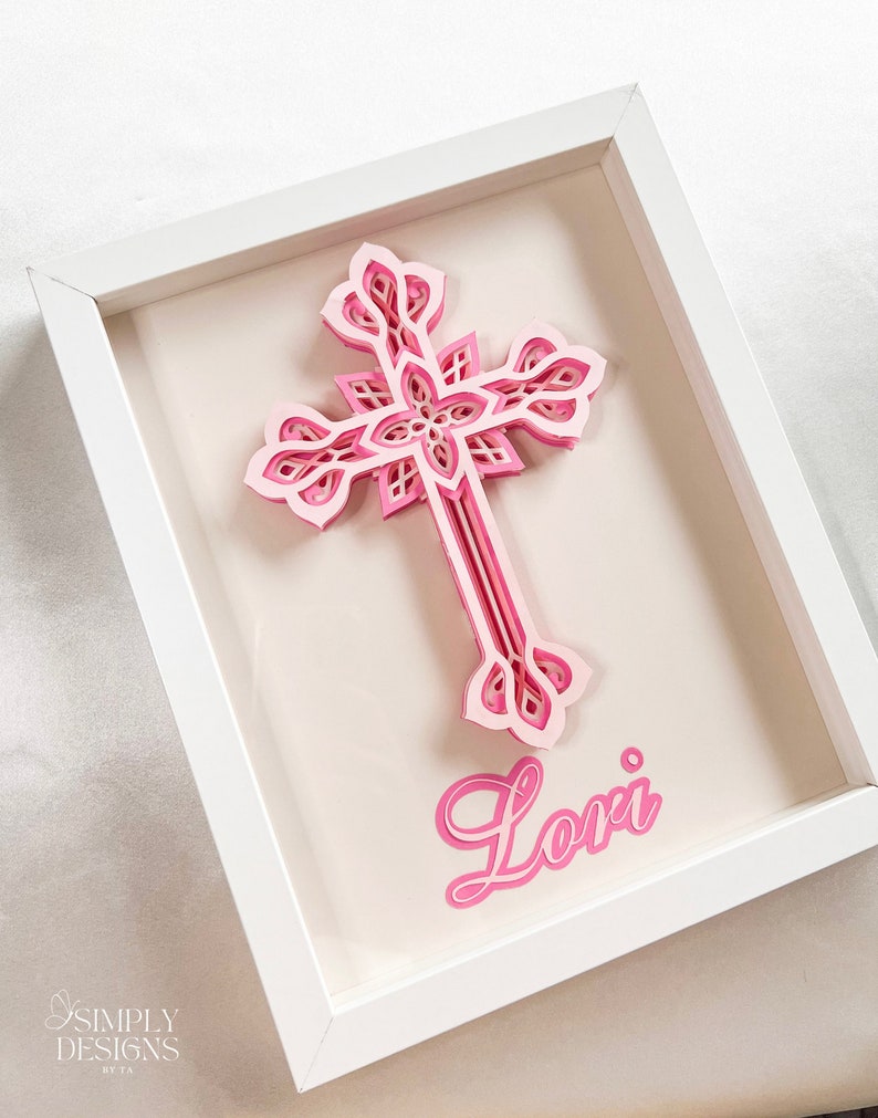 3D Cross Shadow Box Christening Shadow Box Baptism Shadow Box