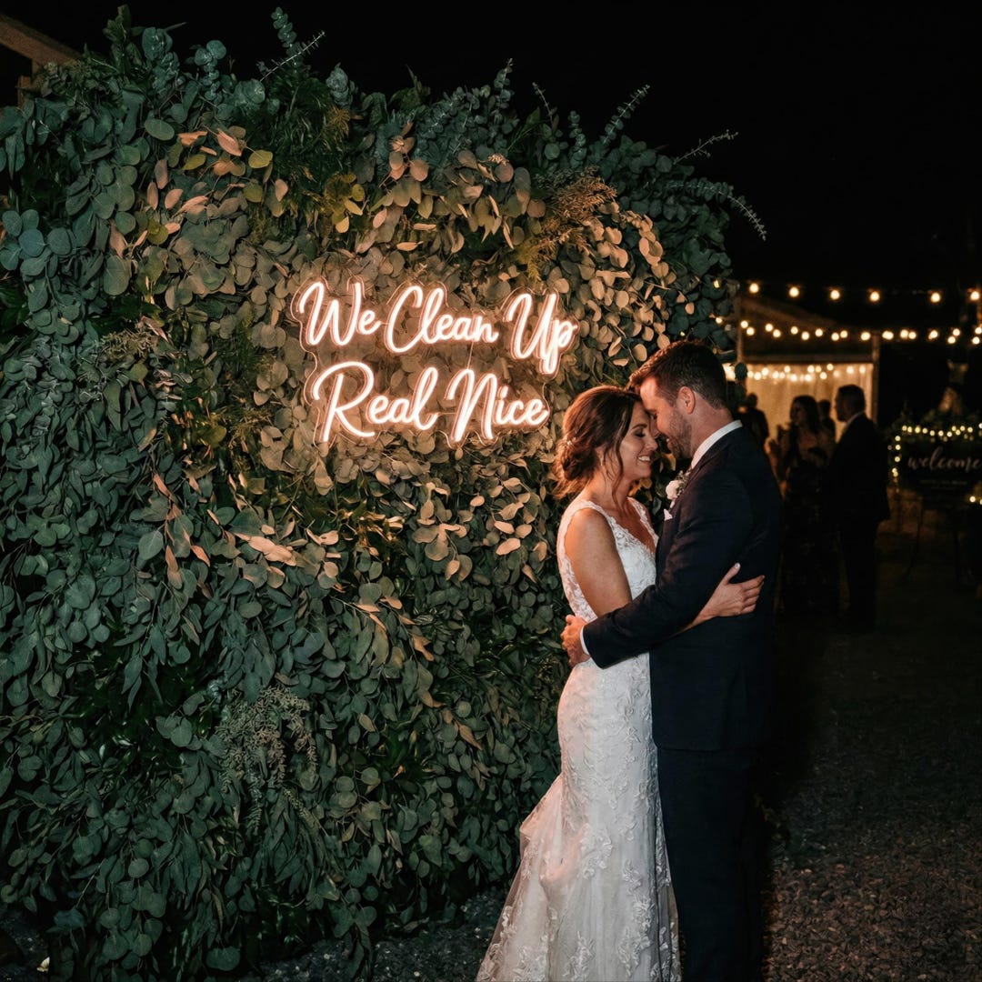 Personalized Wedding Backdrop Light - Custom Greenery Wall LED Neon ...