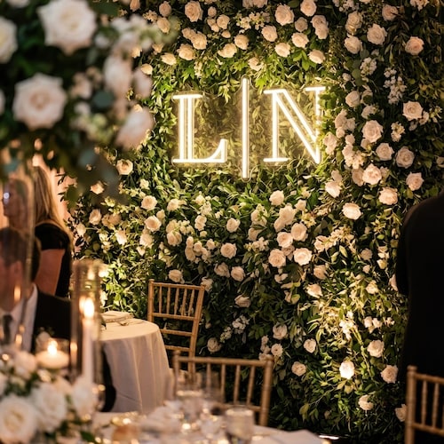 Custom Initials Neon Sign for Wedding Backdrop | Personalized Couple Monogram Light | Modern Block Letter Logo | Engagement Party Decor