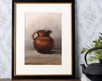 Print | Watercolor Still Life Painting of a Pitcher | Kitchen Still Life Print, reproduced from an original painting | Art No. 1153