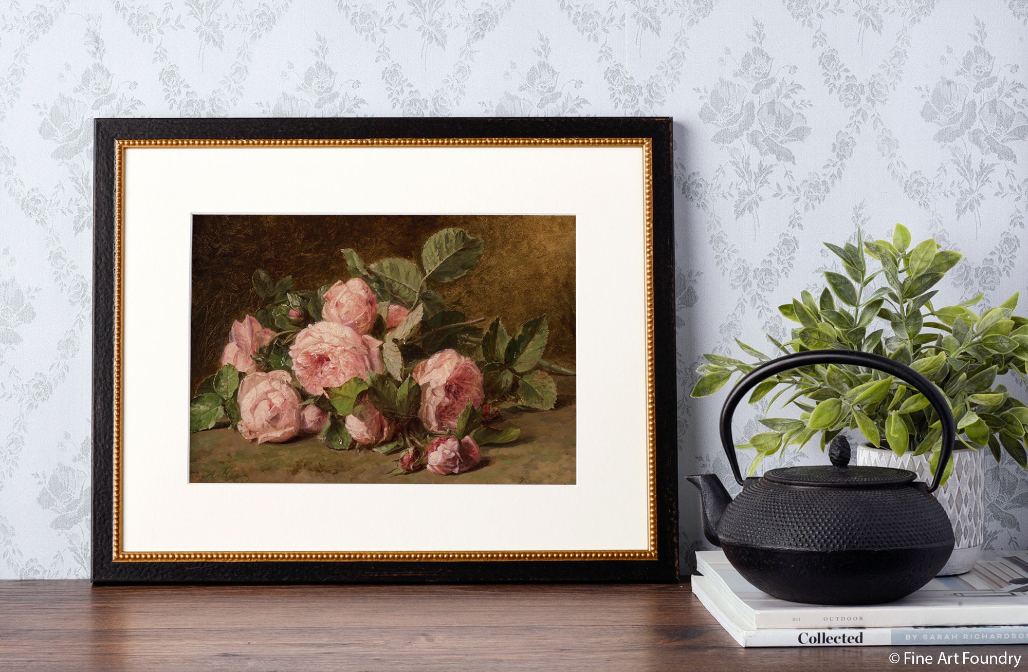 Print Still Life Painting of Pink Roses on the Ground - Etsy