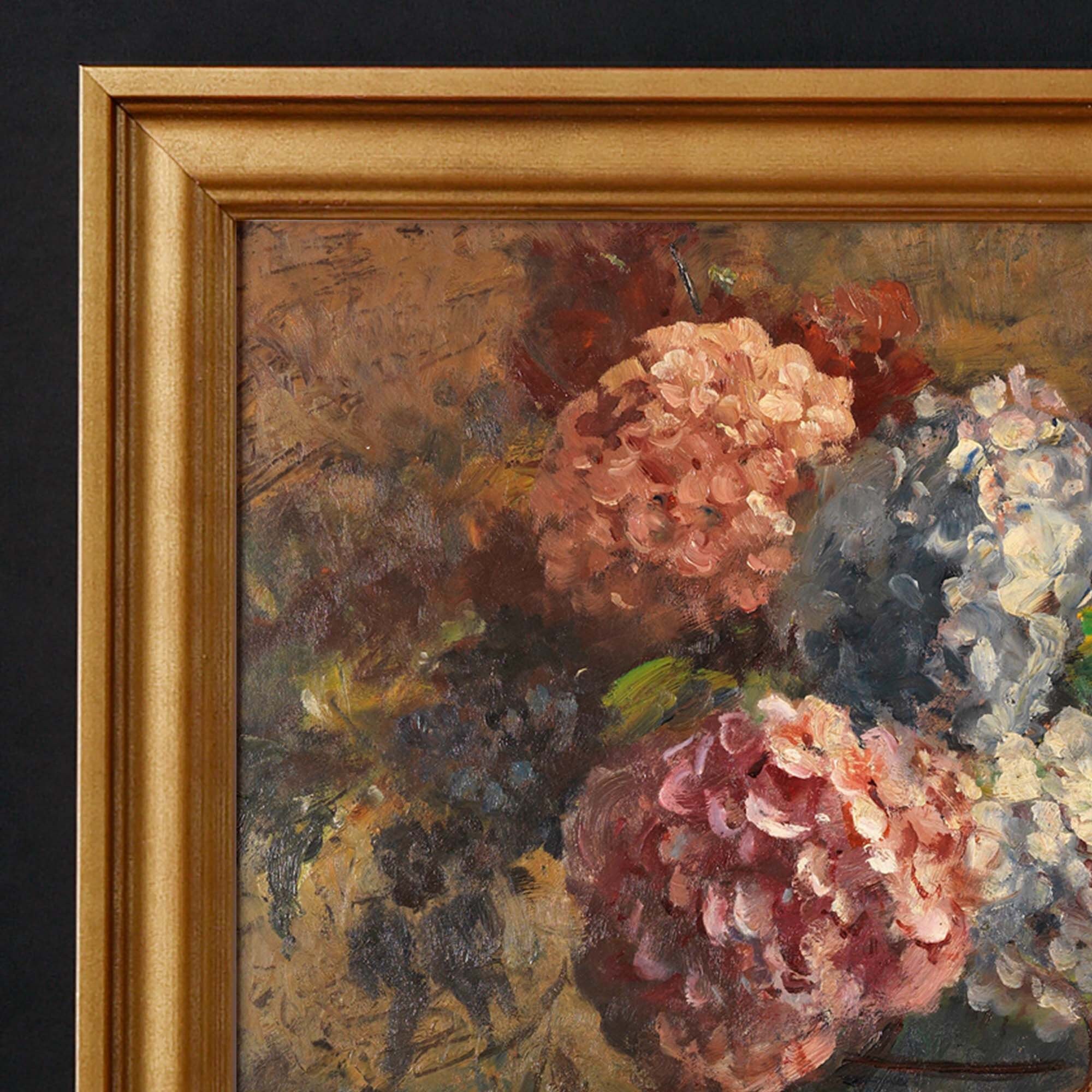 Print | Still Life Painting of Hydrangeas and Roses,| Reproduced From ...