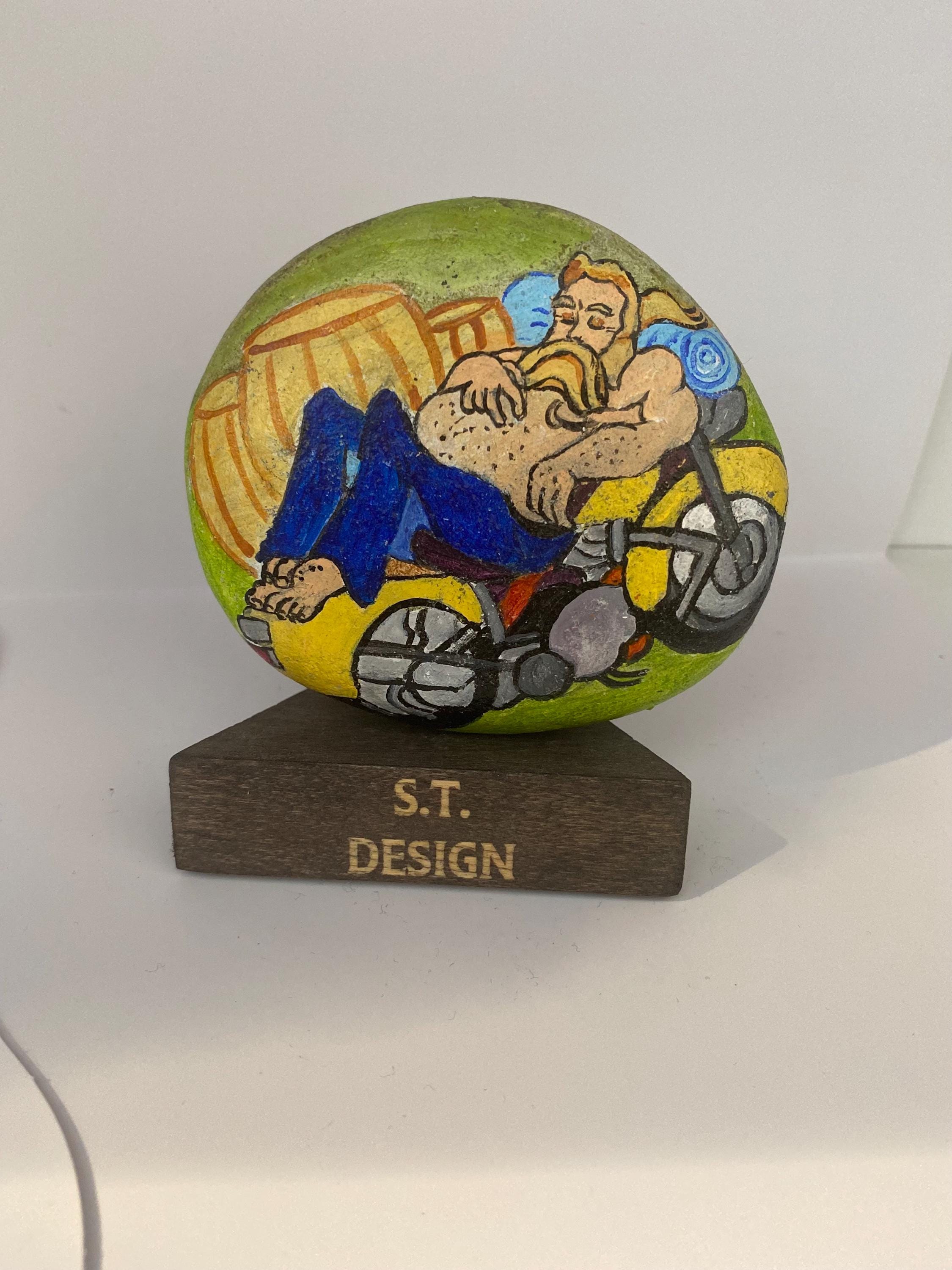 Painted rocks motorcycle - Etsy 日本