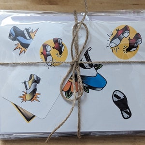 Cartões de notas artesanais "Tap Dance" com envelopes e selos de letras - conjunto de 8