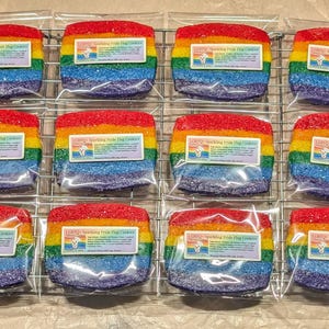 Specialty LGBTQ+ Sparkling Pride Flag Sugar Cookies, One Dozen (12)
