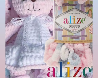 Alize Puffy Color, hilo de bucle, hilo para bebé, sin aguja, sin crochet, sin gancho, hilo para mantas, hilo para botines, hilo para gorros, hilo turco
