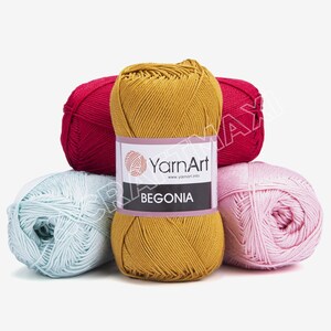 Yarnart Begonia, Mercerized Cotton, Amigurumi Yarn, Bikini Yarn, Baby Yarn, Accessory Yarn, Cardigan Yarn, Punch Yarn