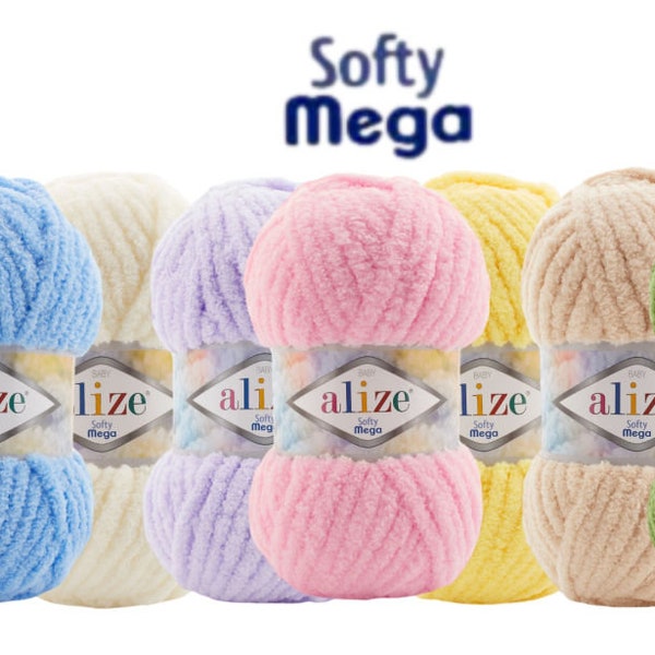 Alize Softy Mega, laine douce, laine pour bébés, produits pour bébés, laine turque, vêtements bébé, accessoires bébé, 100 g, 70 m