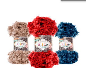 Alize Puffy Fur, Loop Yarn, Baby Yarn, No Needle, No Crochet, No Hook, Hypoallergenic Silky, Soft Yarn, Baby Polyester Yarns