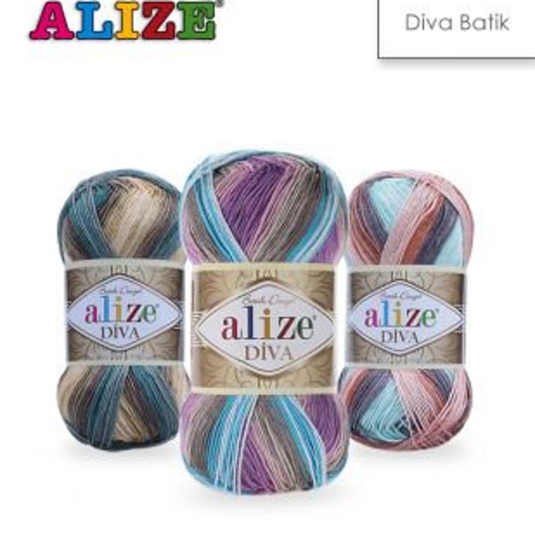 Alize Diva Batik, 100% Microfiber acrylic, Poncho Yarn, Crochet Yarn, Cardigan Yarn, Vest Yarn, Sweater Yarn