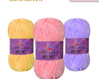 Himalaya Velvet, 100g, 120m, Micropolyester, Bulky Soft Yarn for Crochet and Knitting Velvet Yarn for Blankets, Clothes and Amigurumi Toys