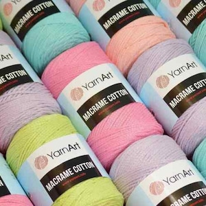 Yarnart Macrame Cotton, Suplas Yarn, Pillows Yarn, Multicolor Macrame Yarn, Macrame Bag, Macrame Rope