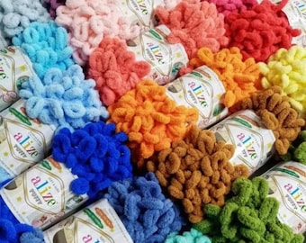Alize Puffy, Baby Yarn, Soft Yarn, Baby Products, No Needle, No Hook, No Crochet, Hand Knitted Yarns, Loop Yarn, Blanket Yarn,